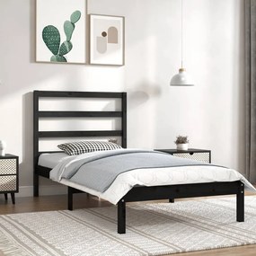 3104927 vidaXL Cadru de pat, 100x200 cm, negru, lemn masiv de pin