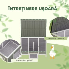 PawHut Căsuță pentru Rațe cu Acoperiș Rabatabil, Ferestre și Rampă, din Lemn, 93x70x72 cm, Multicolor | Aosom Romania