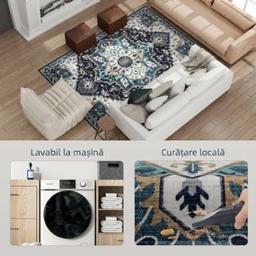 HOMCOM Covor Boho Antiderapant și Lavabil cu Fir Scurt 230x160cm Multicolor | Aosom Romania