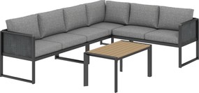 Outsunny Set mobilier de grădină exterior colțar modulabil 6 persoane, canapele, masă de cafea și perne, gri închis | Aosom Romania