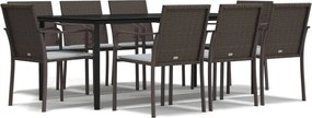 vidaXL Set mobilier de grădină cu perne, 9 piese, poliratan și oțel