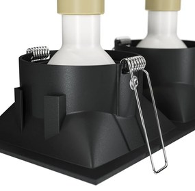 Corp incastrabil cu 2 spoturi directionabile design tehnic Dot negru