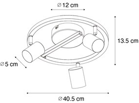 Spot de plafon negru GU10 50mm cu 3 lumini rotunde, inclusiv iluminare de fundal - Back Up