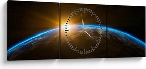 Tablou - Planeta Pământ și univers (cu ceas) (90x30 cm)