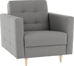 Fotoliu complet tapiţat, material textil gri, AMEDIA