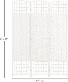 HOMCOM Paravan cu 4 Panouri Pliabil pentru Interior 160x170cm, Alb | Aosom Romania