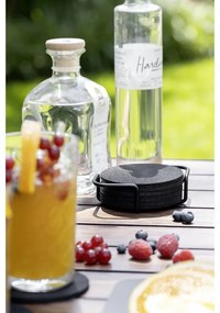 Suporturi de pahare negre în set de 8 cu suport - Wenko