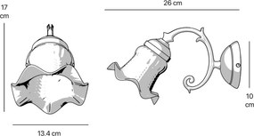 Aplica de perete stil clasic italian din alama si sticla Ricciolo