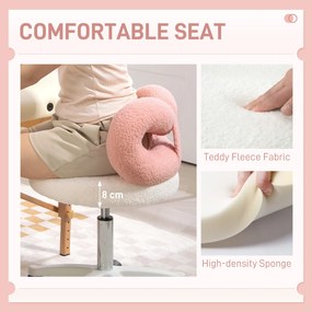 HOMCOM Scaun rotativ cu înălțime reglabilă din țesătură albă și roz | Aosom Romania