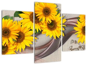 Tablou - Flori strălucitoare de floare soarelui (90x60 cm)