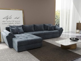 Colțar extensibil dumonde cu ladă de depozitare si sezut confortabil din spuma high-density, Loana XL Euphoria Grafit 335x185 cm