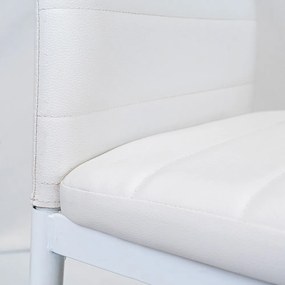 Scaun de masă Tino NOVA, piele textilă albă + metal - alb