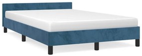 379551 vidaXL Cadru de pat cu tăblie, albastru închis, 120x190 cm, catifea