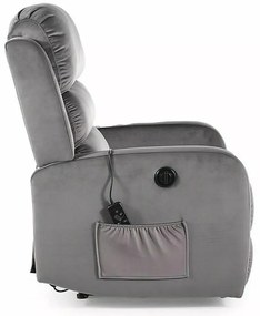 Fotoliu recliner cu functie de masaj Pegaz M velvet gri Blu14