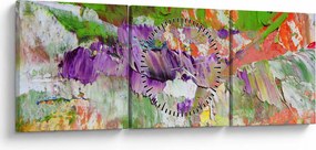 Tablou cu abstracție - pictura (cu ceas) (90x30 cm)