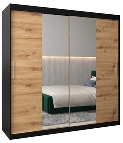 Dulap de haine 200 cm Toki 1 (negru mat + stejar artisan). 1064935