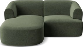 Colțar verde cu tapițerie din catifea (cu colț pe partea stângă/cu șezlong) Campi – Cosmopolitan Design