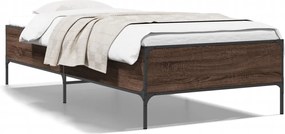 vidaXL Cadru de pat, stejar maro, 90x200 cm, lemn prelucrat și metal