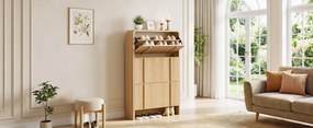 Pantofar maro ingust 70 cm cu 3 compartimente, pantofare cu Riflaje, depozitare pantofi, mobilier hol - PANM10