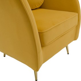 Fotoliu de design, ţesătură Velvet galbenă/gold crom auriu, EZIO