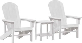 vidaXL Scaun pentru Grădină 3 pcs Alb Polietilenă