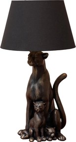 Lampa de masa, din rasina, cu abajur din bumbac, Panther