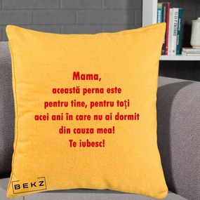 Cadou pentru Mama - Perna Personalizata Perna pentru Mama, 40x40 cm, Galben, Husa Detasabila, Perna Inclusa, BEKZ®