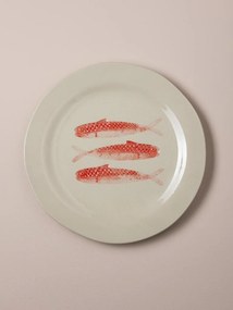 Farfurie din ceramică cu sardine roșii, Ø22 cm