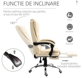 HOMCOM Scaun de Birou Executiv din Piele cu Spatar Pivotant Computer Ergonomic