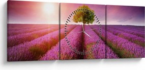 Tablou câmp cu lavandă (cu ceas) (90x30 cm)