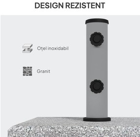 Outsunny Bază Umbrelă 28kg din Granit, Suport cu Maner Extensibil și Roți, 41x41x37.5cm, Gri | Aosom Romania