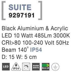 Aplica LED ambientala de exterior IP54 SUITE neagra NVL-9297191