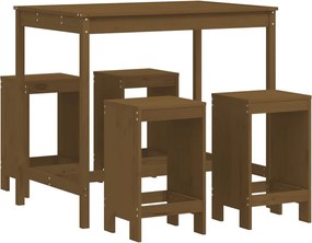 vidaXL Set mobilier bar de grădină, 5 piese, maro miere lemn masiv pin