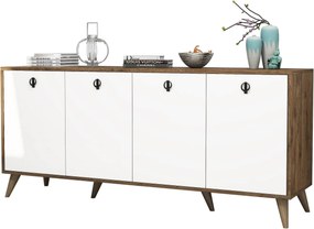 Comoda ELITE 1612, alb/stejar inchis, PAL melaminat, 180x45x80 cm