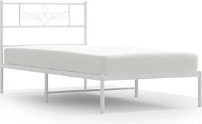 vidaXL Cadru de pat din metal cu tăblie, alb, 107x203 cm