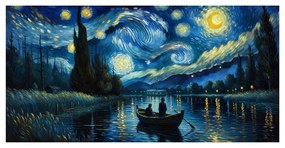 Tablou noapte înstelată la râu