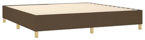 Pat box spring cu saltea, maro inchis, 200x200 cm, textil Maro inchis, 200 x 200 cm, Nasturi de tapiterie