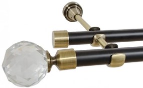 Galerie dubla fara inele duo KULA CRYSTAL 19/19 mm negru aur antic (Alege marime: 240 cm)