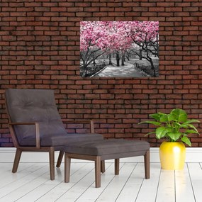 Tablou pe sticlă copacului magnolie (70x50 cm)