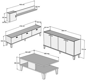 Mobilier living Sommer 3 (Stejar + Alb). 1088212