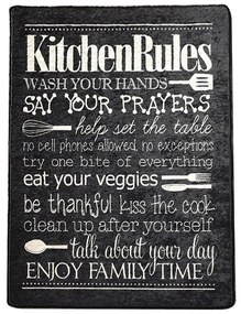 Covor de Bucatarie Kitchen Rules, Lavabil, Antiderepant, Negru