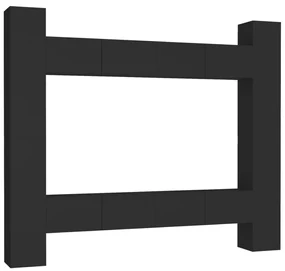 3078756 vidaXL Set dulapuri TV, 8 piese, negru, lemn prelucrat