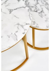 Set 2 măsuțe de cafea PACILA, decor marmură/auriu