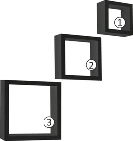 Set 3 rafturi KVADRO NEW, negru