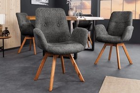 Set de 2 scaune pivotante Baltic stejar/ gri inchis