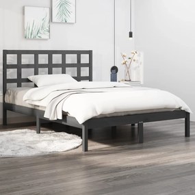 3105492 vidaXL Cadru de pat, gri, 200x200 cm, lemn masiv