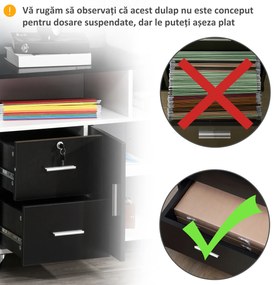 HOMCOM Suport Imprimantă cu Sertare Dulapior Multifuncțional Spațiu de Stocare pentru Birou și Acasă Design Modern Alb | Aosom Romania