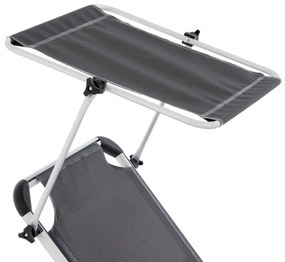 Șezlong de grădină, pliabil, baldachin, antracit 187 cm