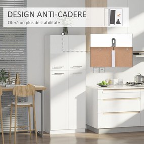 HOMCOM Dulap Compact cu Rafturi Ajustabile, 2 Compartimente, Design Modern, 59x31x155 cm, Alb | Aosom Romania