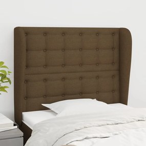 vidaXL Tăblie de pat cu aripioare maro închis 83x23x118/128 cm textil